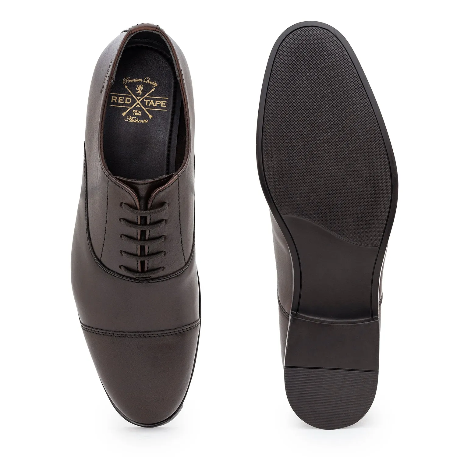 Red Tape Formal Oxford Shoes for Men |Refined Round-Toe Shaped Real Leather Shoes with Low-cut Pattern