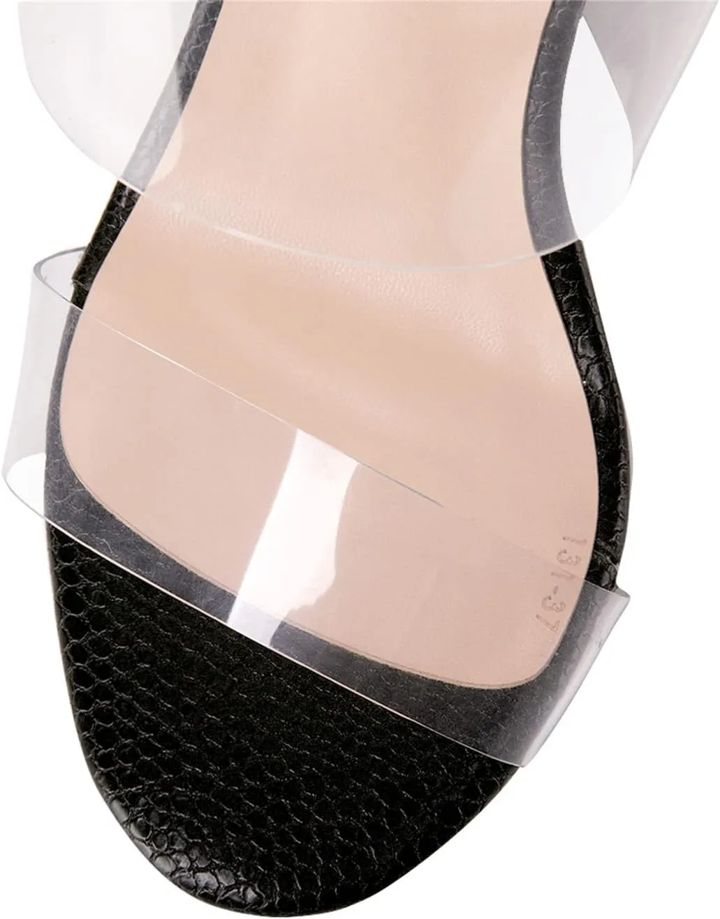 Richealnana Women's Clear Chunky Block Heels Summer Slip On Shoes