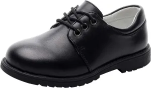 rismart Boys' Leather School Uniform Oxfords Lace up Dress Shoes