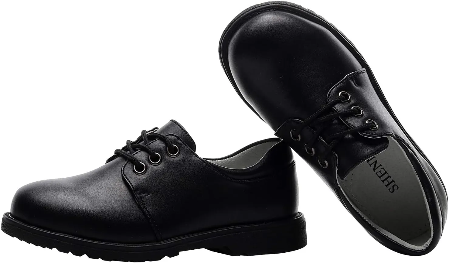 rismart Boys' Leather School Uniform Oxfords Lace up Dress Shoes