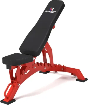 RitKeep 1300lbs Heavy Duty Weight Bench, Adjustable Weight Bench Workout Bench Press Set for Home Gym Strength Training, Portable Incline Bench with Wheels for Full Body Fitness