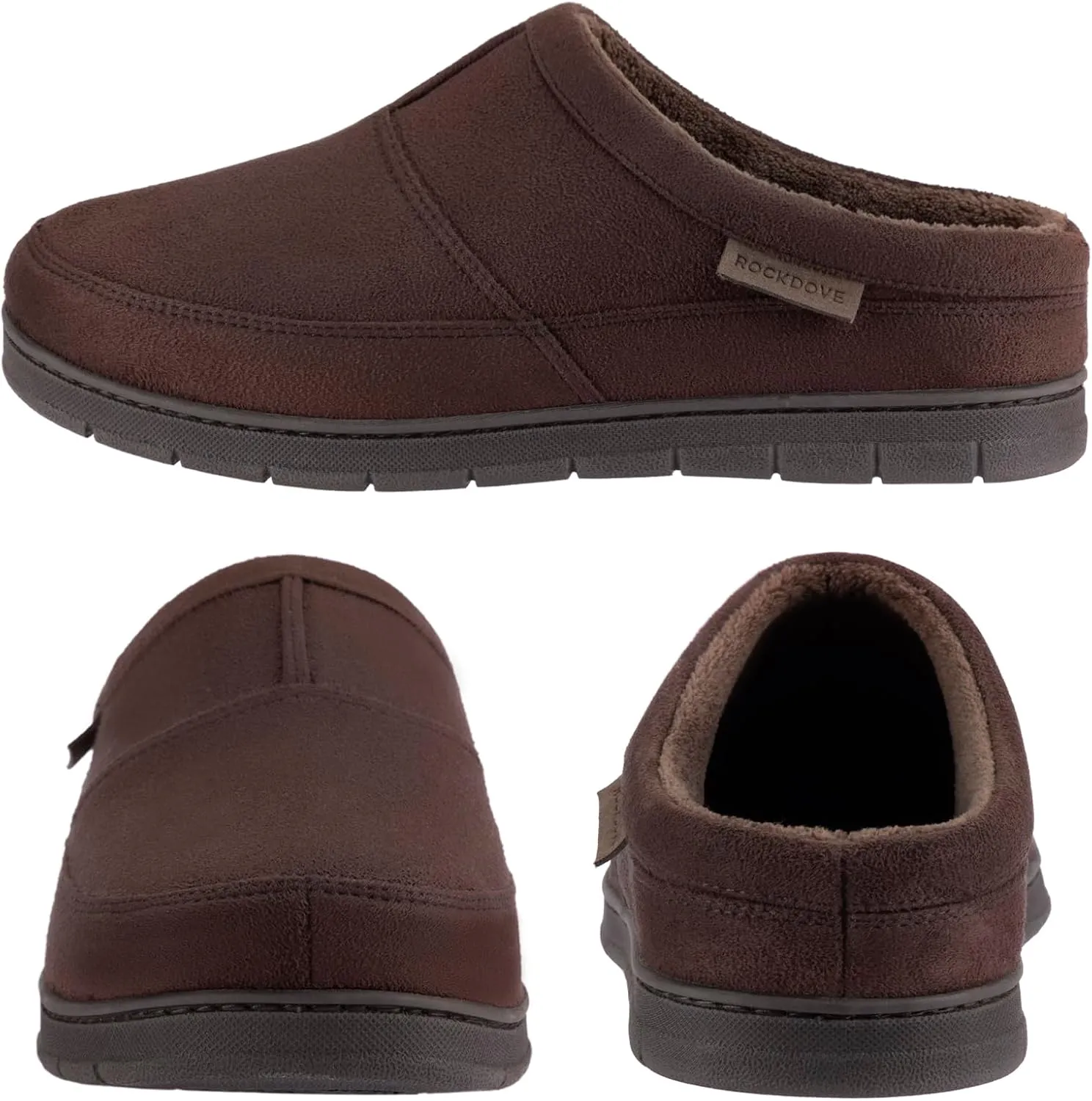 RockDove Men's SoftStride Faux Suede Memory Foam Mule Slipper with Indoor Outdoor Sole