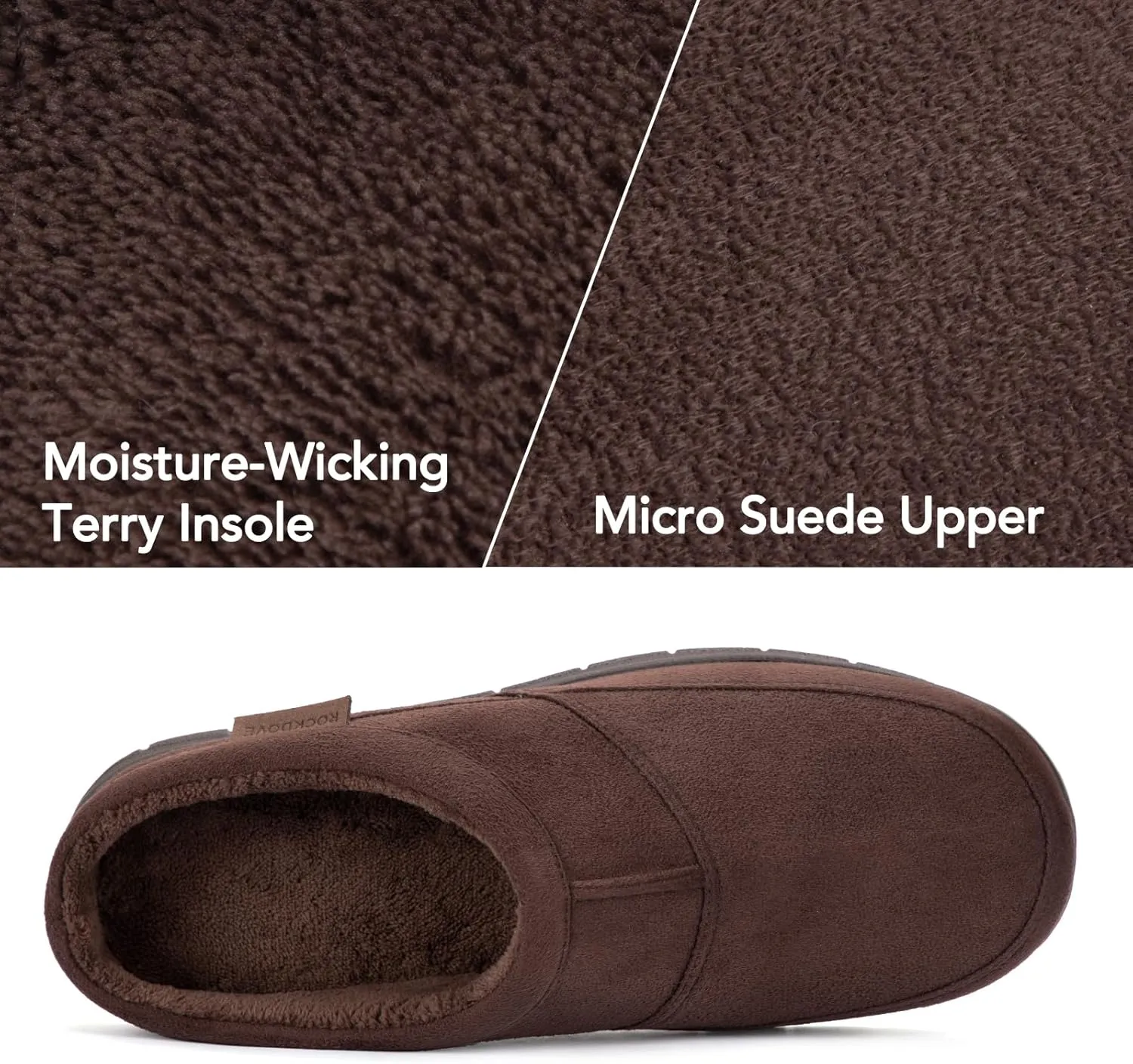 RockDove Men's SoftStride Faux Suede Memory Foam Mule Slipper with Indoor Outdoor Sole