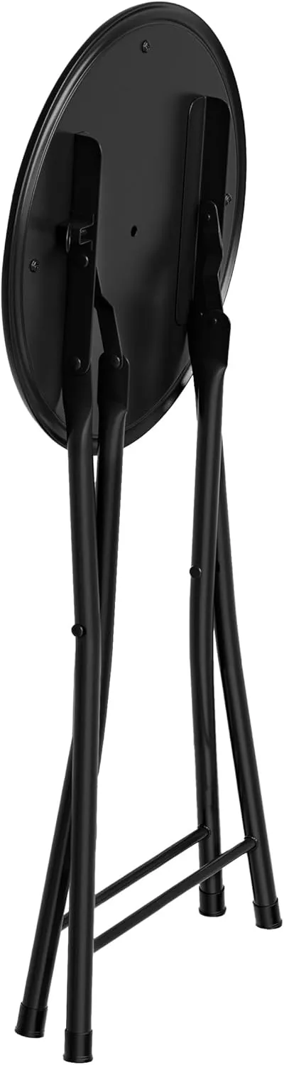 Round Collapsible Stool - Portable Heavy-Duty 18-Inch Folding Desk Chair with 300lbs Capacity for Extra Indoor Seating by Trademark Home (Black)