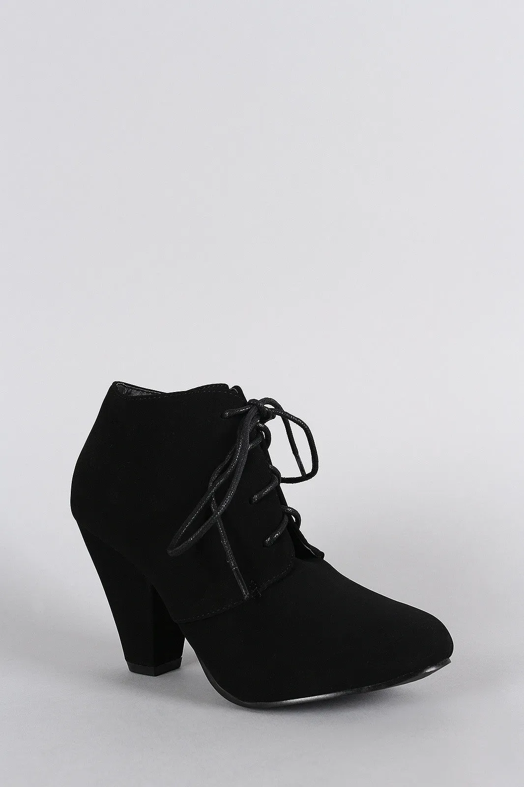 Round Toe Lace Up Heeled Oxford Booties
