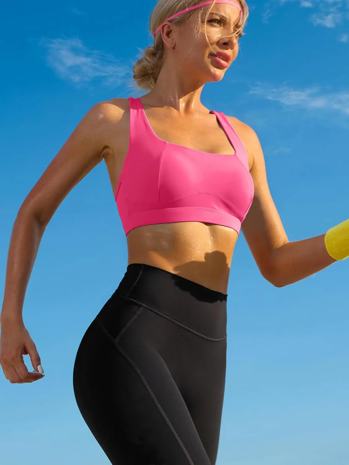 RUNNING GIRL High Impact Sports Bras for Women,Square Neck High Support Bra Moulded Cup Racerback Workout Bra