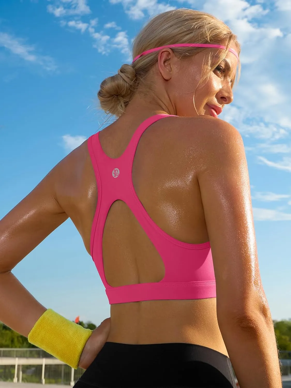 RUNNING GIRL High Impact Sports Bras for Women,Square Neck High Support Bra Moulded Cup Racerback Workout Bra