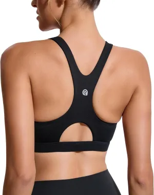 RUNNING GIRL Sports Bras for Women High Support,Racerback High Impact Grey Sports Bra Moulded Cup Workout Bra Push up