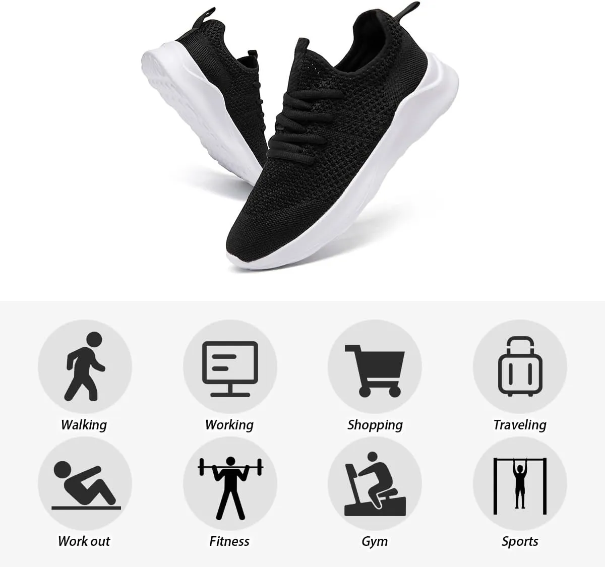 Running Shoes for Men Slip on Tennis Shoes Fashion Sneakers Lightweight Breathable Casual Walking Shoes Outdoor Workout Athletic Training Gym Trainer Sport Trainers