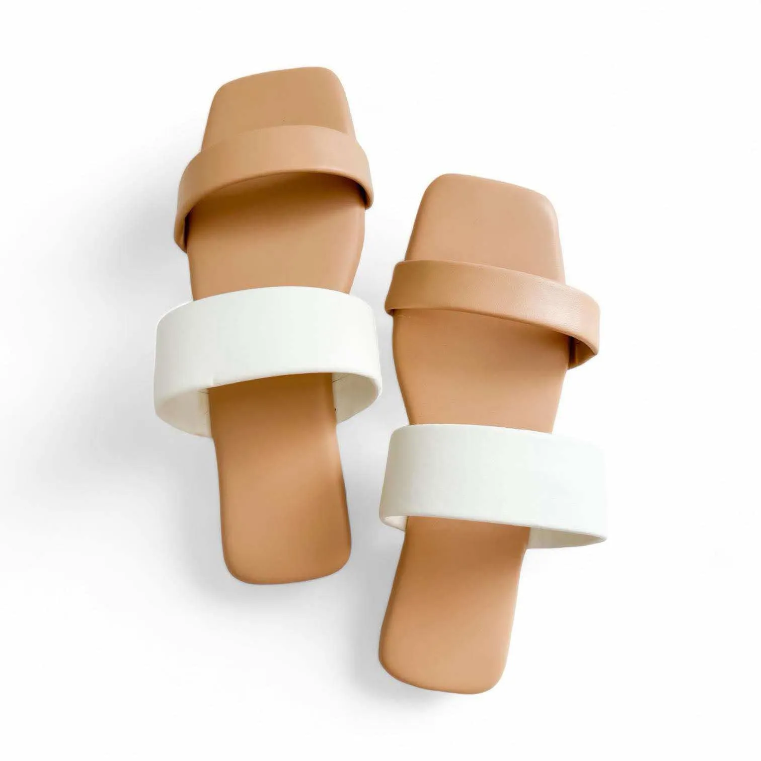 SABRINA Two-Tone Cushioned Flat Slides