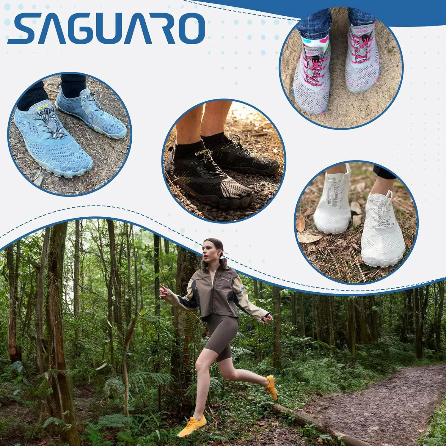 SAGUARO Womens Mens Barefoot Shoes Minimalist Trail Runner Wide Toe Box Zero Drop Outdoor Cross Training Shoe