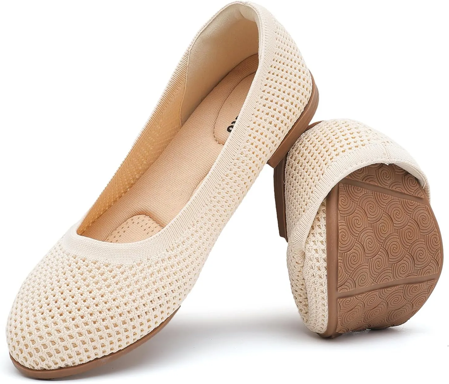 Saidoteto Women's Ballet Flats,Comfortable Round Toe Slip-On Elastic Knit Flat Shoes Casual Office Dress Shoes for Work & Walking