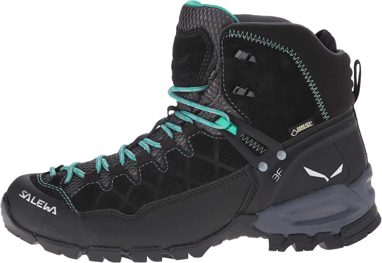 Salewa Women's Alp Trainer Mid GTX Alpine Trekking Boot | Hiking, Trekking, Scrambles | Gore-Tex Waterproof Breathable, Vibram Sole, Suede and PU Coated Leather Upper