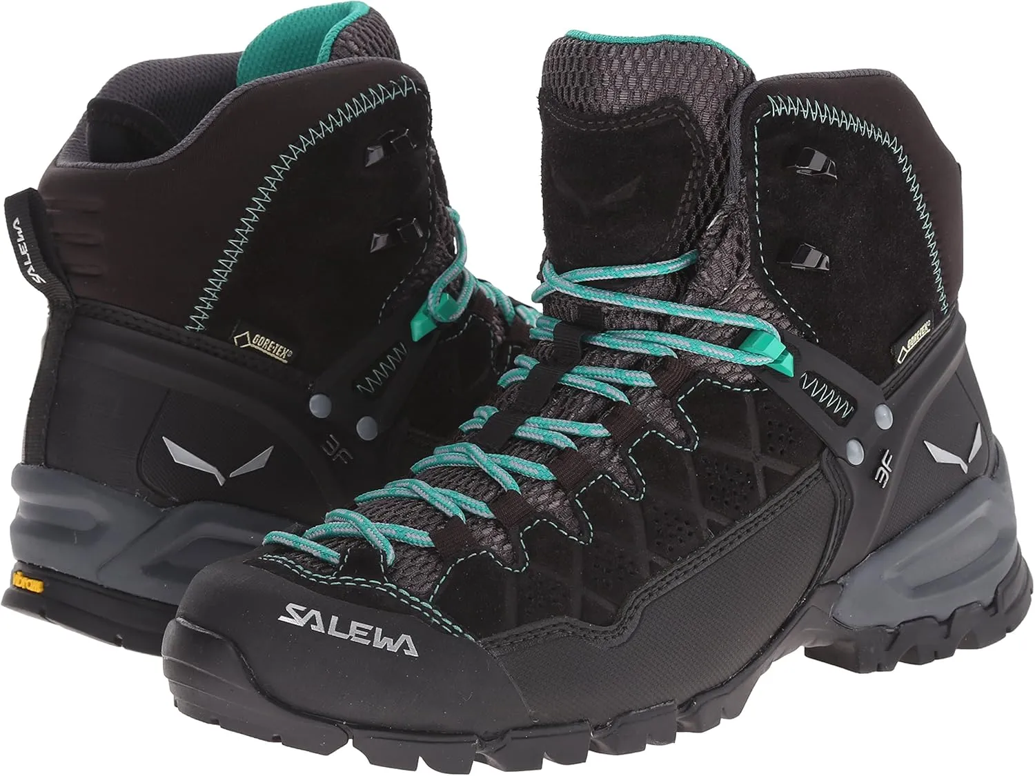 Salewa Women's Alp Trainer Mid GTX Alpine Trekking Boot | Hiking, Trekking, Scrambles | Gore-Tex Waterproof Breathable, Vibram Sole, Suede and PU Coated Leather Upper