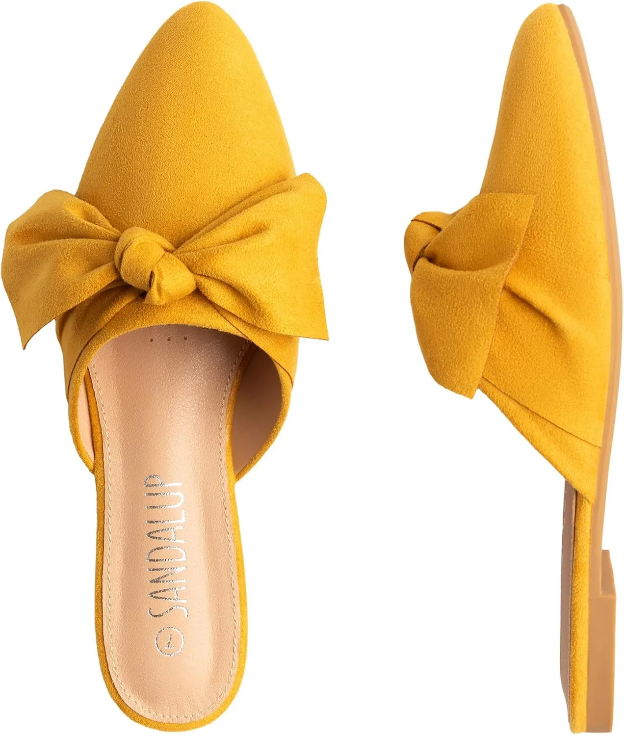 SANDALUP Mules for Woman, Women's Mules, Closed Pointed Toe Backless Loafer Shoes, Cute Bow Women's Mules, Slip On Mules Flats Shoes for Work Business Casual Shoes