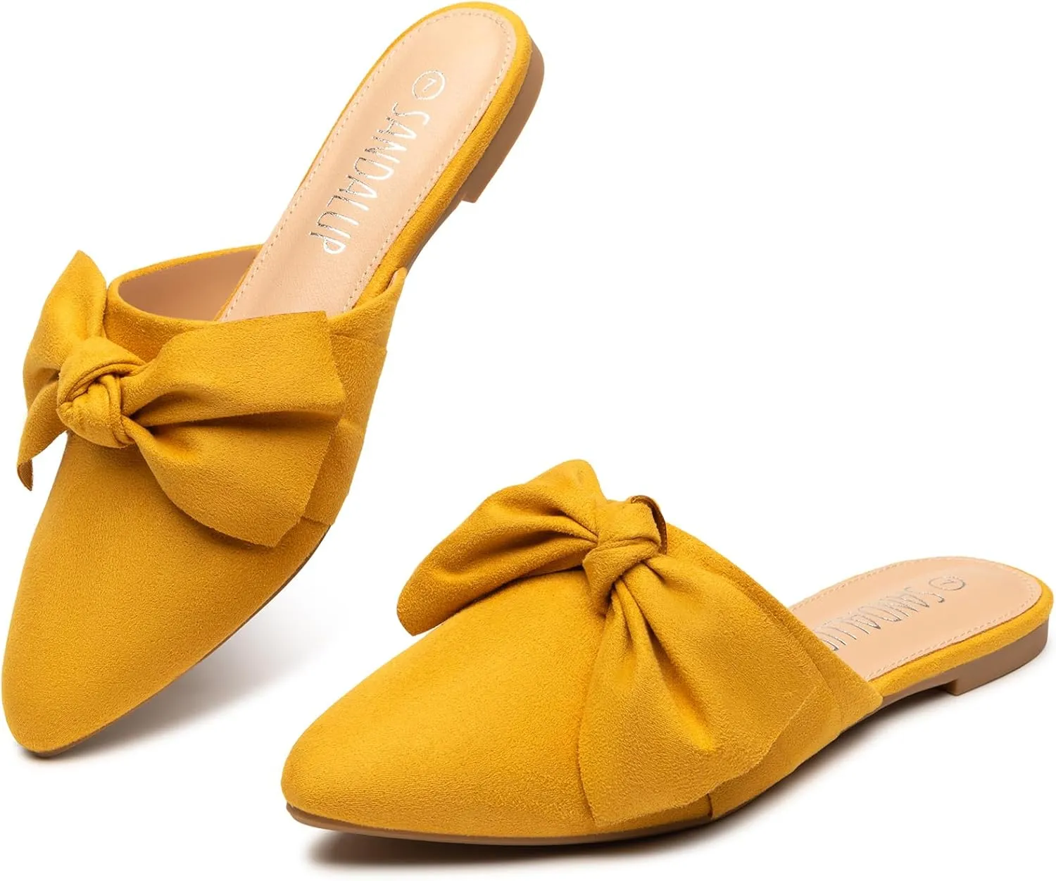 SANDALUP Mules for Woman, Women's Mules, Closed Pointed Toe Backless Loafer Shoes, Cute Bow Women's Mules, Slip On Mules Flats Shoes for Work Business Casual Shoes