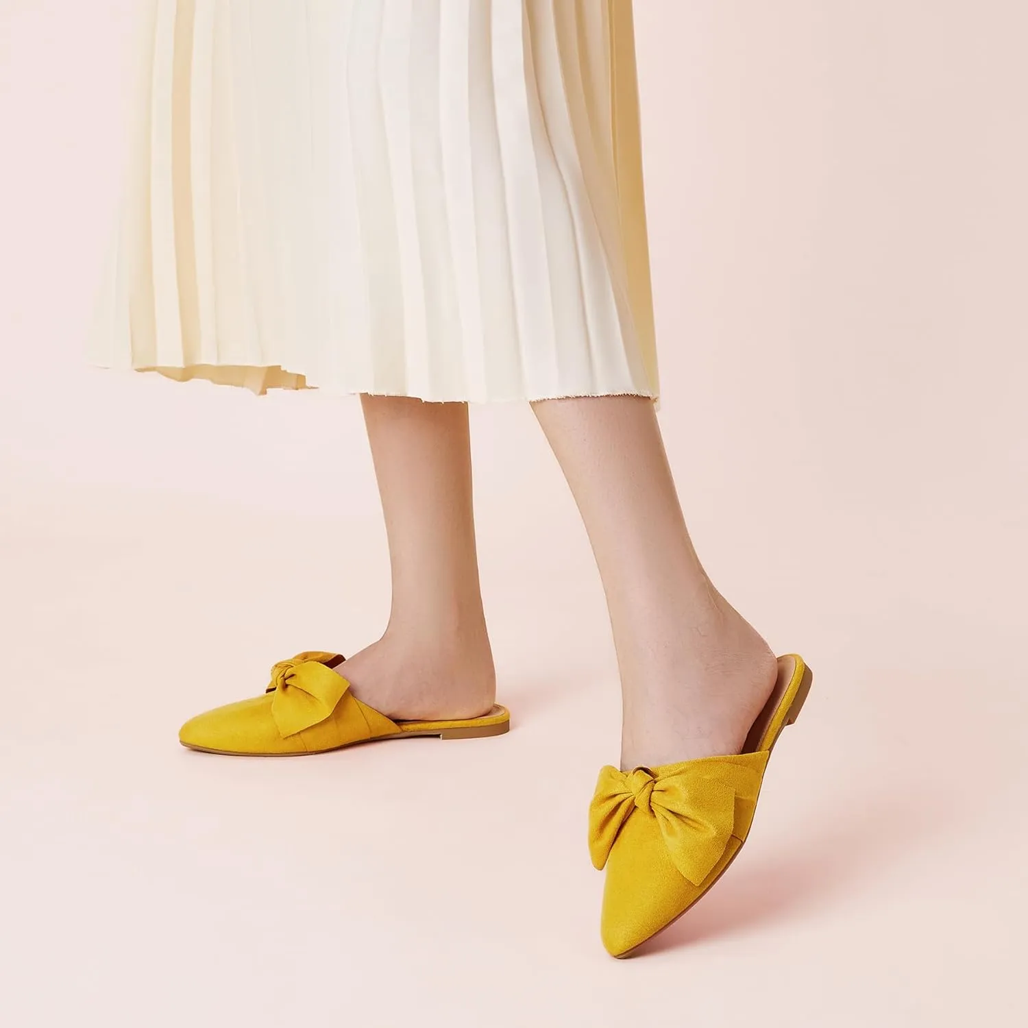 SANDALUP Mules for Woman, Women's Mules, Closed Pointed Toe Backless Loafer Shoes, Cute Bow Women's Mules, Slip On Mules Flats Shoes for Work Business Casual Shoes