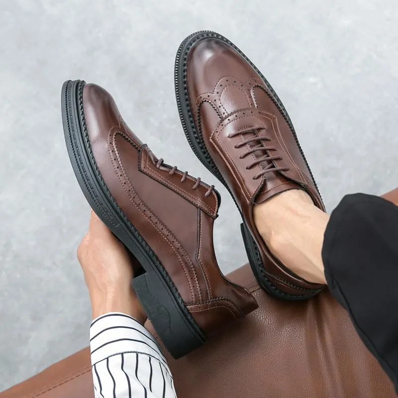 Santimon Men's Wingtip Brogue Oxford Shoes Lace Up Leather Dress Shoes Formal Business Oxford Derby Shoes