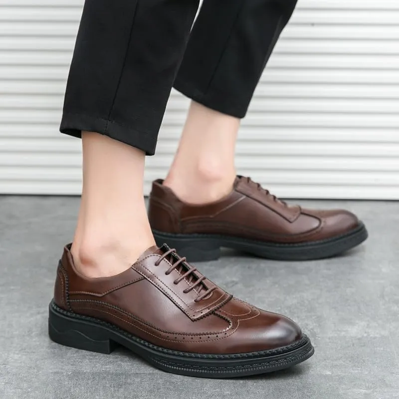 Santimon Men's Wingtip Brogue Oxford Shoes Lace Up Leather Dress Shoes Formal Business Oxford Derby Shoes