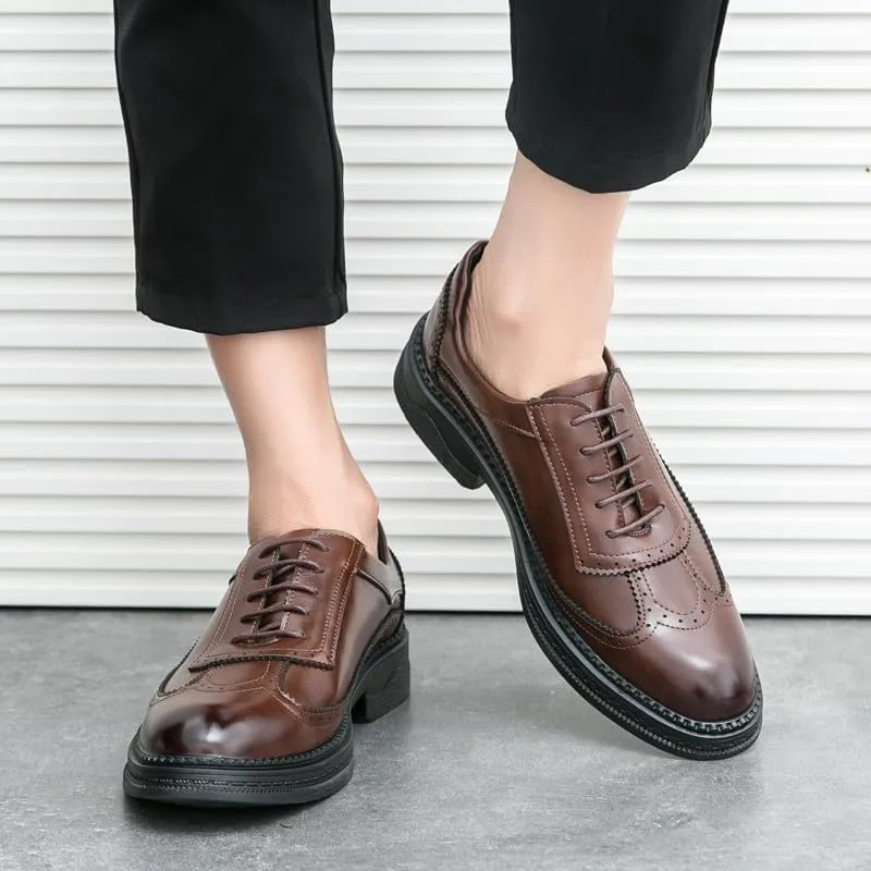 Santimon Men's Wingtip Brogue Oxford Shoes Lace Up Leather Dress Shoes Formal Business Oxford Derby Shoes