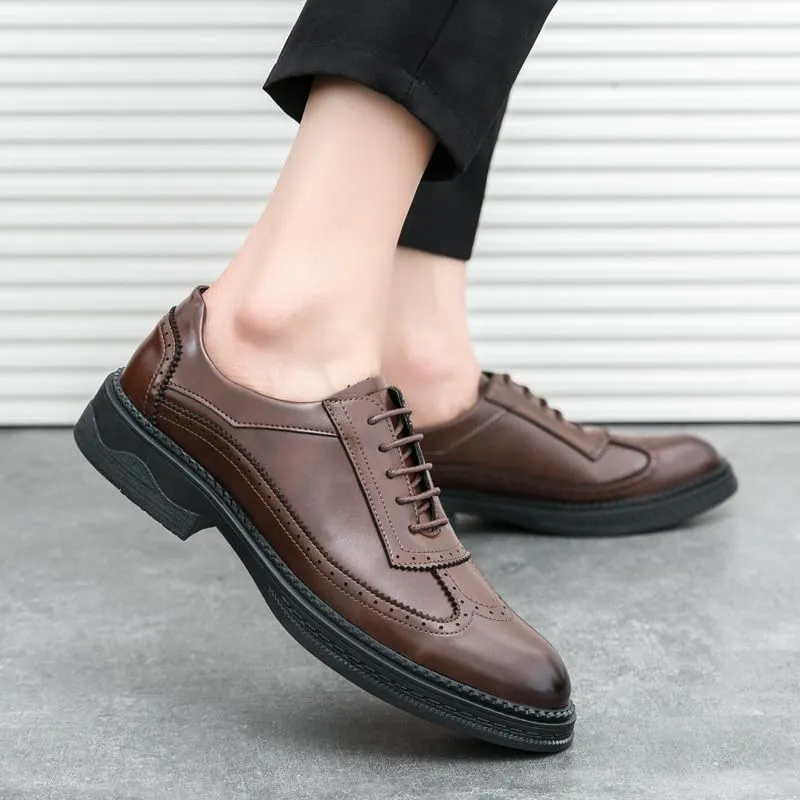 Santimon Men's Wingtip Brogue Oxford Shoes Lace Up Leather Dress Shoes Formal Business Oxford Derby Shoes