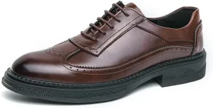 Santimon Men's Wingtip Brogue Oxford Shoes Lace Up Leather Dress Shoes Formal Business Oxford Derby Shoes