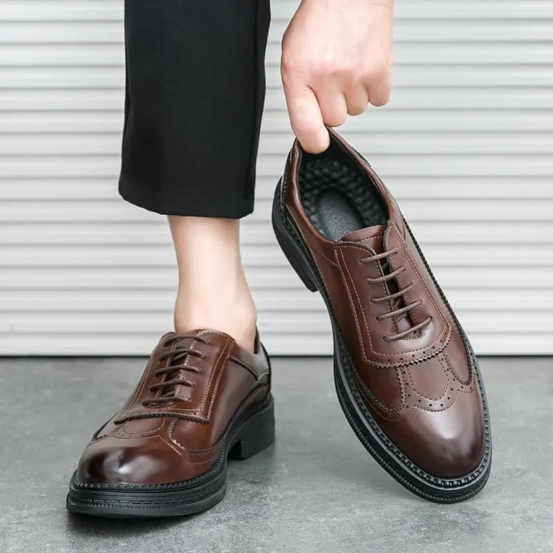 Santimon Men's Wingtip Brogue Oxford Shoes Lace Up Leather Dress Shoes Formal Business Oxford Derby Shoes