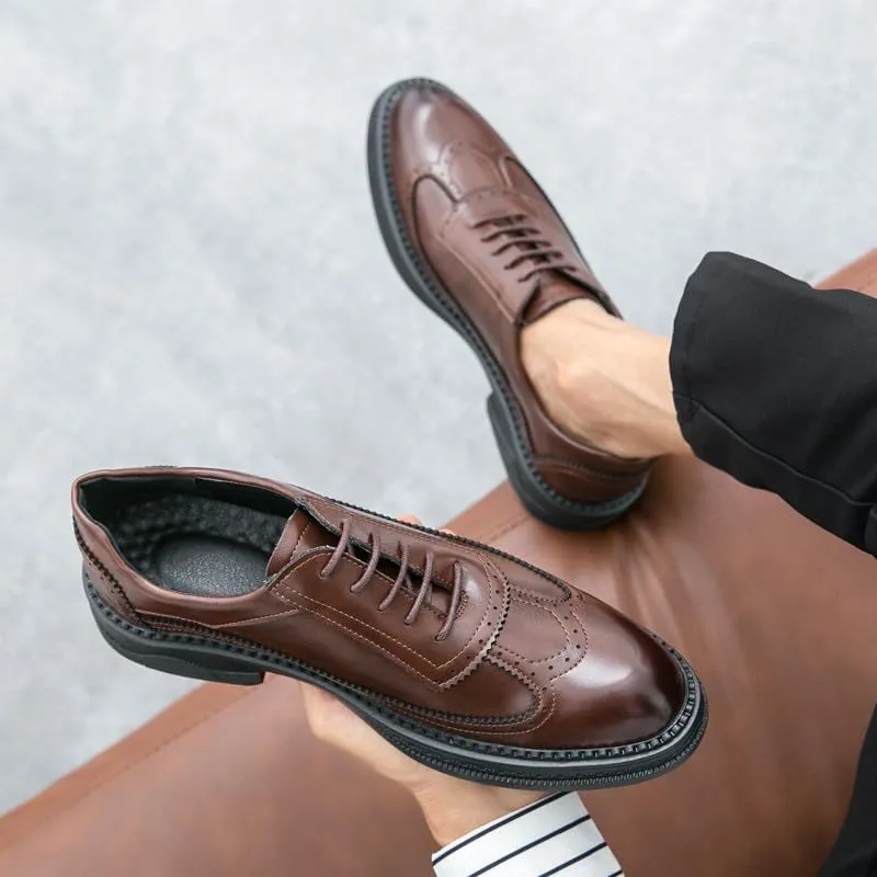 Santimon Men's Wingtip Brogue Oxford Shoes Lace Up Leather Dress Shoes Formal Business Oxford Derby Shoes