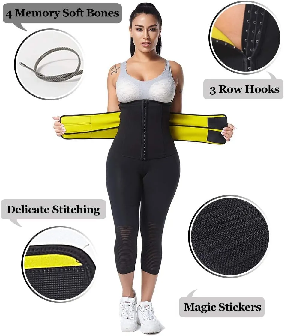 Sauna Waist Trainer for Women - Workout Sweat Waist Trimmer Womens Corset Waste Belly Belt Tummy Stomach Wrap Gym