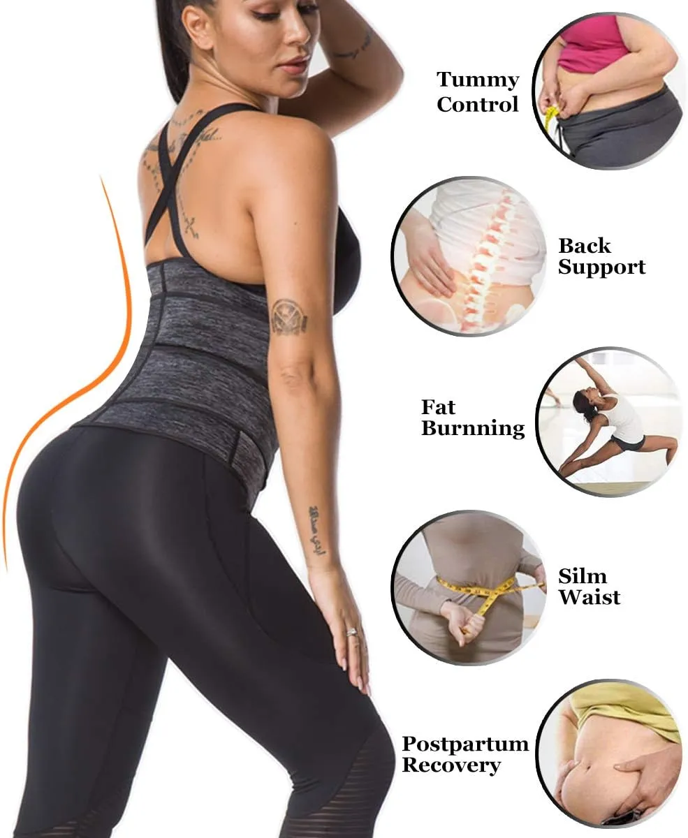 Sauna Waist Trainer for Women - Workout Sweat Waist Trimmer Womens Corset Waste Belly Belt Tummy Stomach Wrap Gym