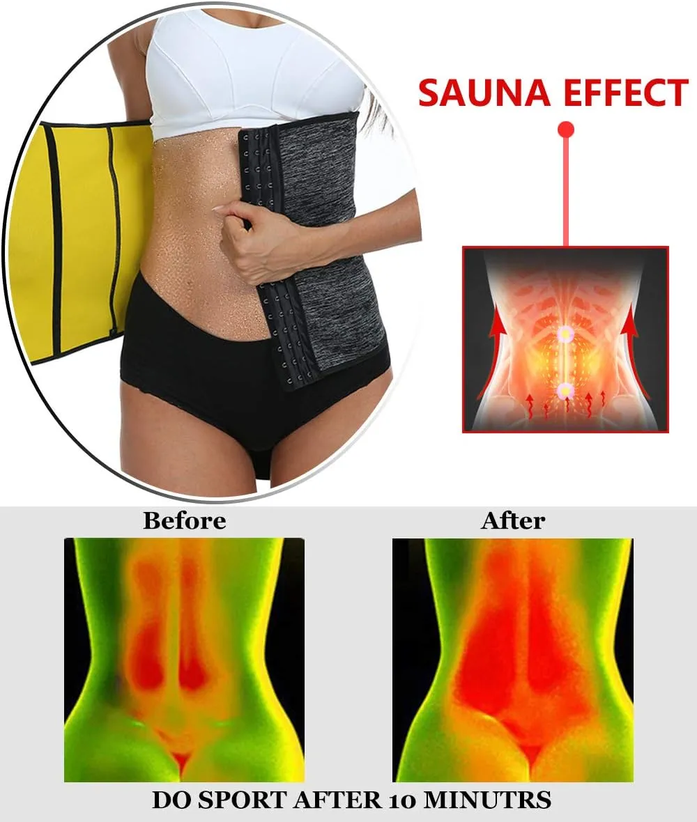Sauna Waist Trainer for Women - Workout Sweat Waist Trimmer Womens Corset Waste Belly Belt Tummy Stomach Wrap Gym