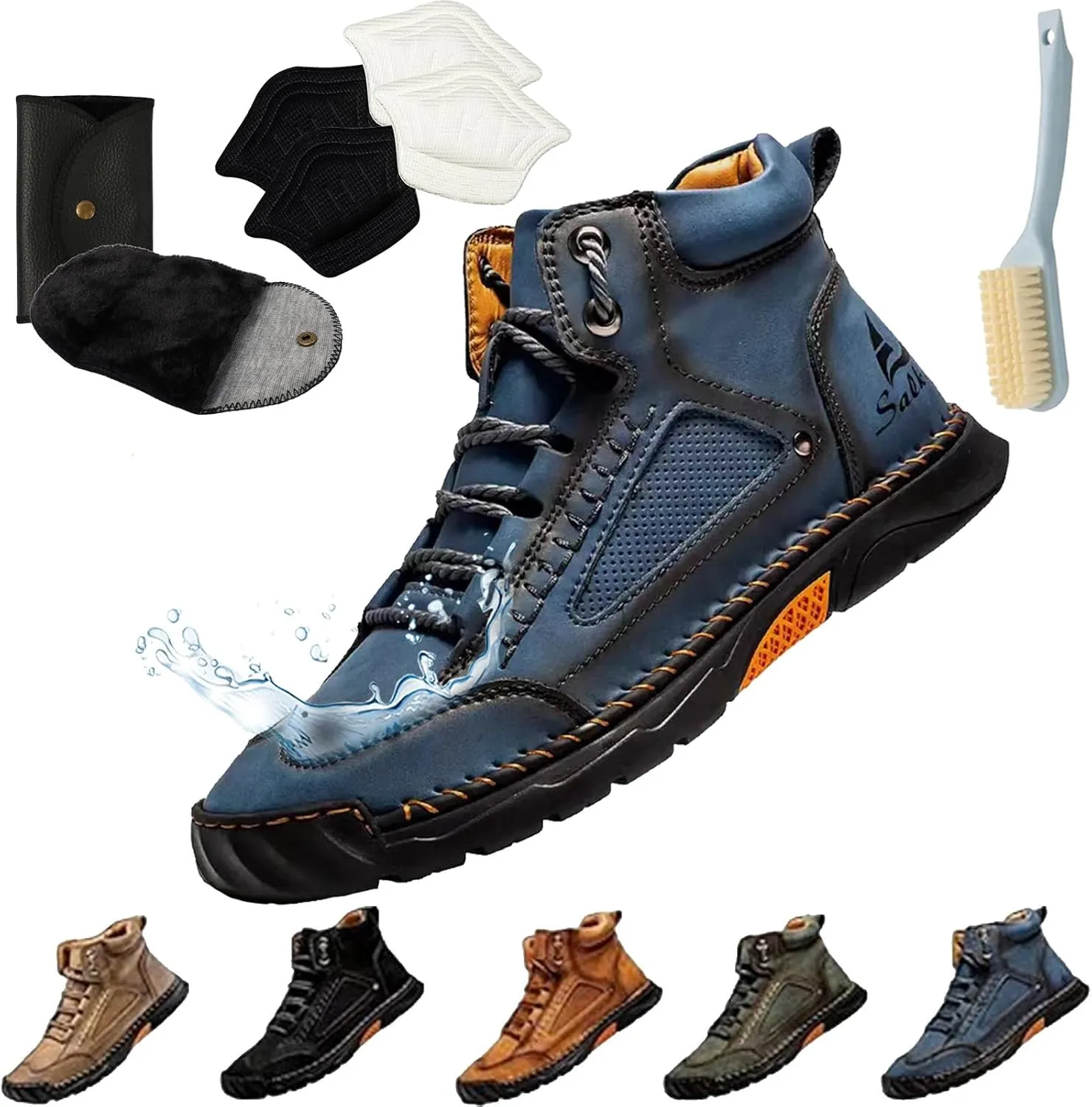 Sawbehind Mens Boots, Comfortable Waterproof Sawbehind Leather Boots Mens, Handmade Saw Behind Shoes, Men & Women
