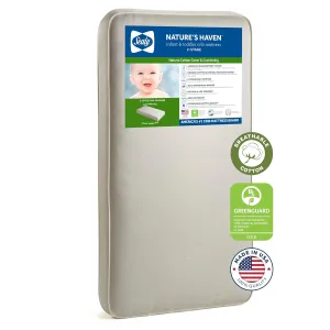 Sealy Baby Nature's Haven Breathable 2 Stage Waterproof Crib Mattress plus Toddler Bed Fit, Organic Cotton Cover, Non Toxic, GREENGUARD Gold Certified, Safety & Quality Tested, Made in USA, 52"X28"