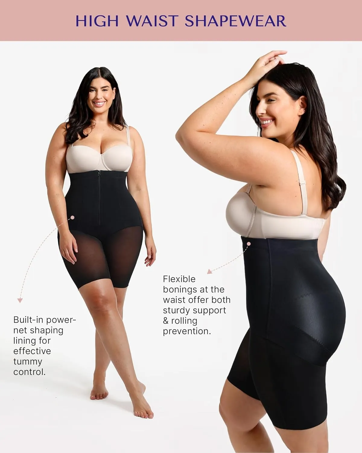 SHAPELLX Shapewear Tummy Control for Women High Waist Slimmer Body Shaper Waist Trainer Butt Lifter Bodysuit Faja Shorts
