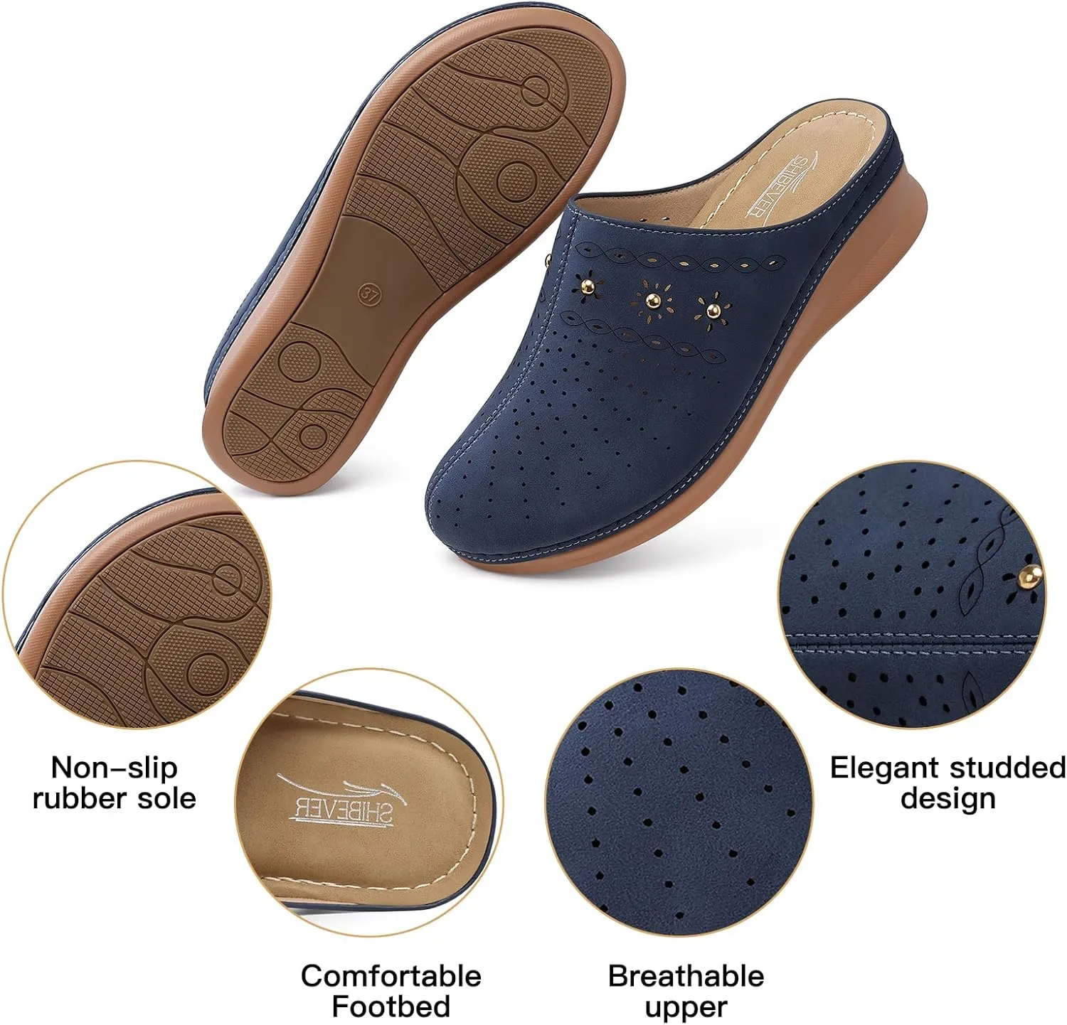 SHIBEVER Clogs for Women Mules Slip-On: Closed Toe Clog - Comfortable Womens Mule