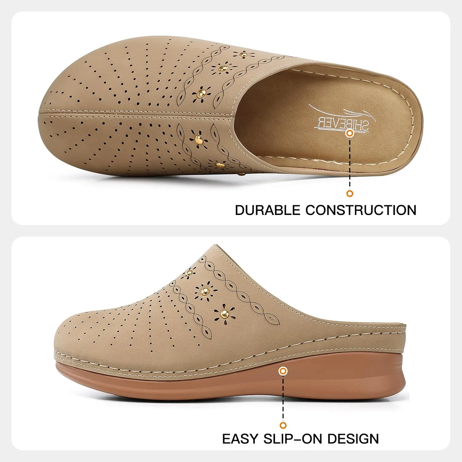 SHIBEVER Clogs for Women Mules Slip-On: Closed Toe Clog - Comfortable Womens Mule