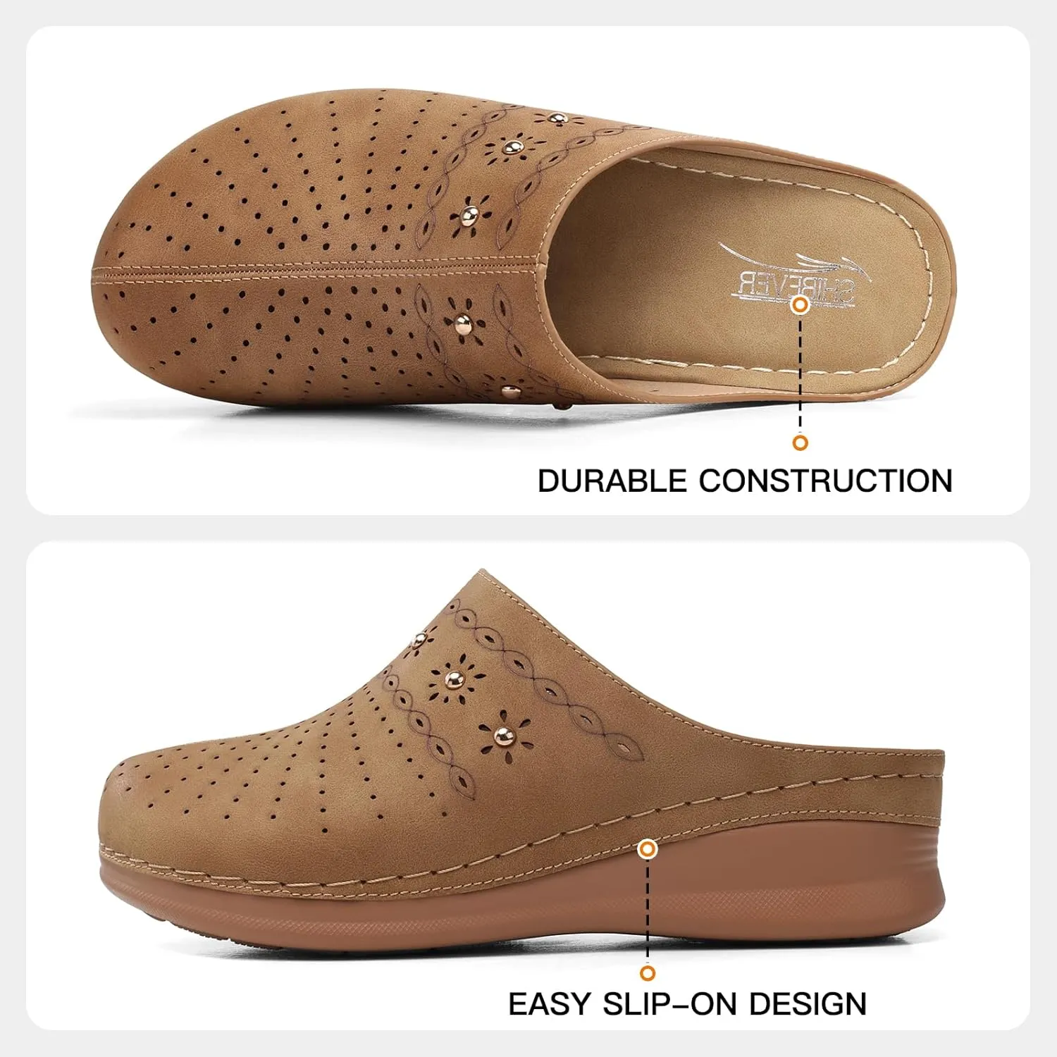 SHIBEVER Clogs for Women Mules Slip-On: Closed Toe Clog - Comfortable Womens Mule