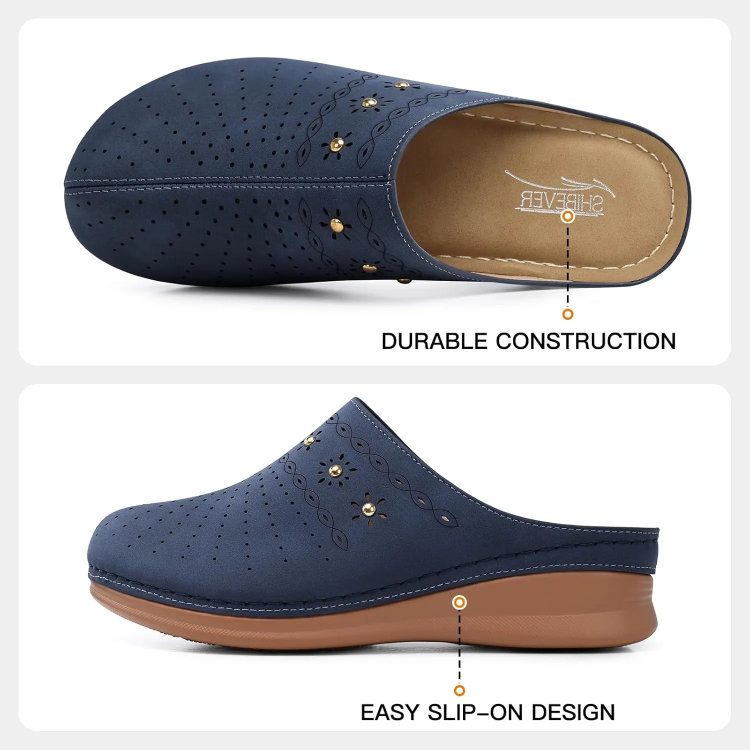 SHIBEVER Clogs for Women Mules Slip-On: Closed Toe Clog - Comfortable Womens Mule