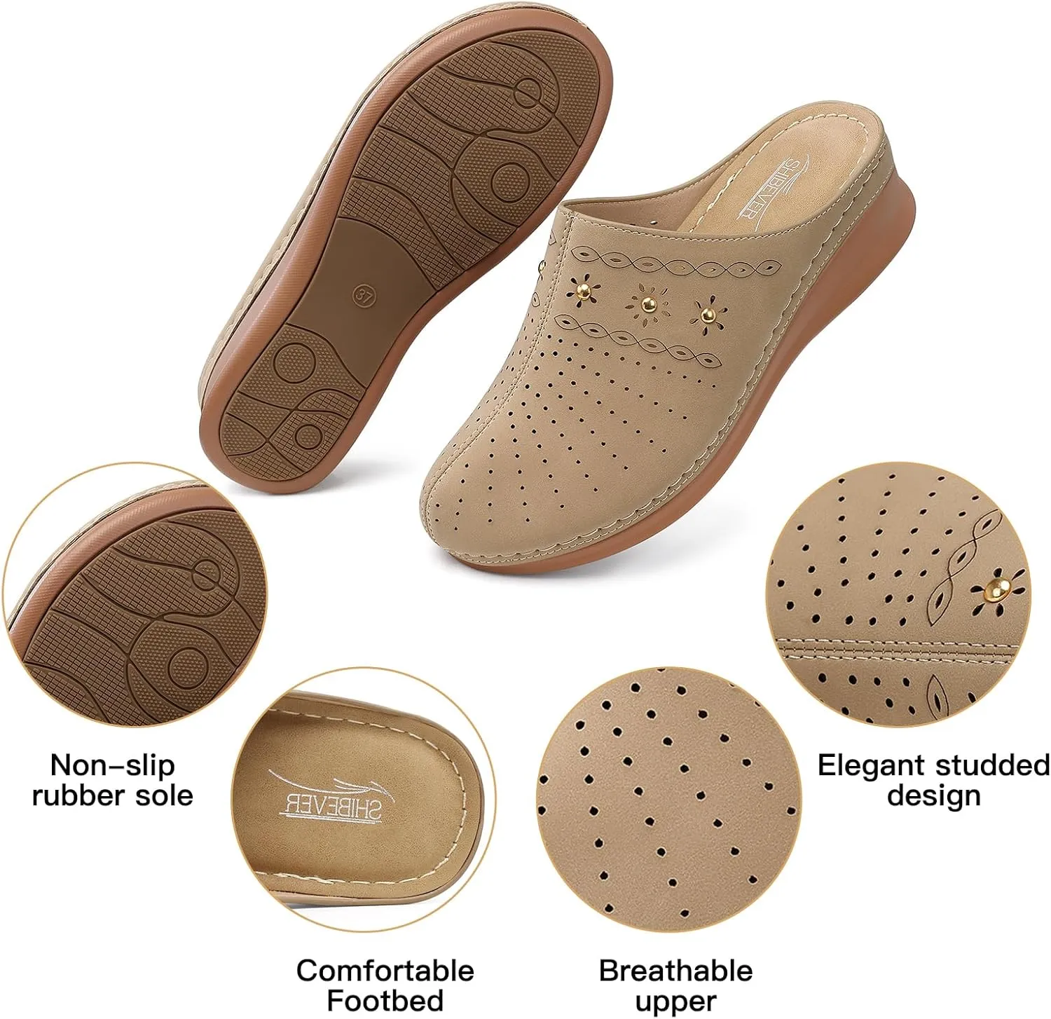SHIBEVER Clogs for Women Mules Slip-On: Closed Toe Clog - Comfortable Womens Mule