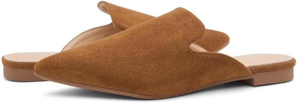 Shoe Land Cally Women's Mules, Pointed Toe Backless Loafer Shoes, Comfortable Flats, Slip-On Slides, Casual Flat Mule for Party, Office, Daily Wear, and Business