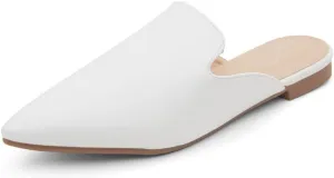 Shoe Land Cally Women's Mules, Pointed Toe Backless Loafer Shoes, Comfortable Flats, Slip-On Slides, Casual Flat Mule for Party, Office, Daily Wear, and Business
