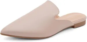 Shoe Land Cally Women's Mules, Pointed Toe Backless Loafer Shoes, Comfortable Flats, Slip-On Slides, Casual Flat Mule for Party, Office, Daily Wear, and Business