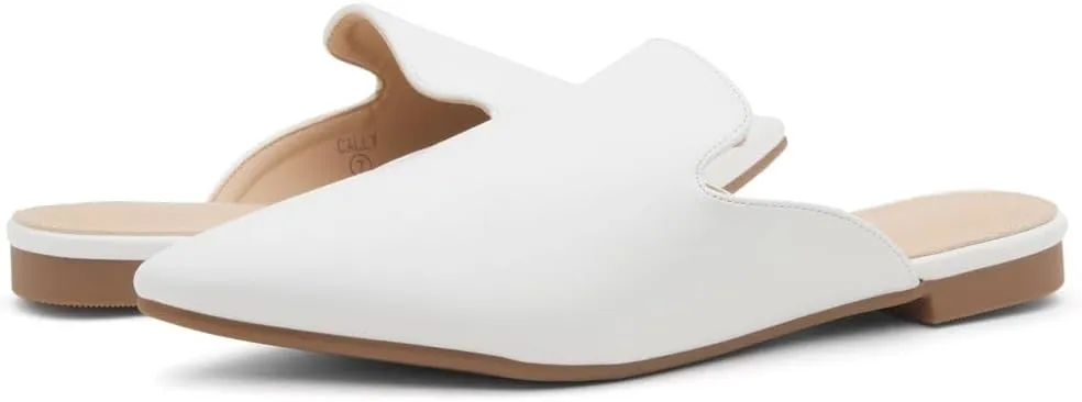 Shoe Land Cally Women's Mules, Pointed Toe Backless Loafer Shoes, Comfortable Flats, Slip-On Slides, Casual Flat Mule for Party, Office, Daily Wear, and Business