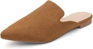 Shoe Land Cally Women's Mules, Pointed Toe Backless Loafer Shoes, Comfortable Flats, Slip-On Slides, Casual Flat Mule for Party, Office, Daily Wear, and Business
