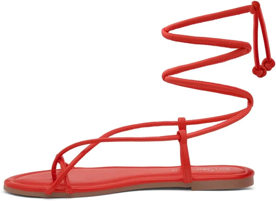 Shoe Land Women’s Flat Sandals – Comfortable Lace-Up Gladiator Sandals with Adjustable Ankle Wrap | Strappy Crisscross Open Toe Tie-Up Shoes for Summer, Beach & Travel