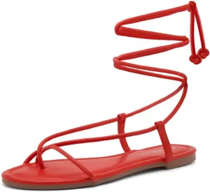 Shoe Land Women’s Flat Sandals – Comfortable Lace-Up Gladiator Sandals with Adjustable Ankle Wrap | Strappy Crisscross Open Toe Tie-Up Shoes for Summer, Beach & Travel