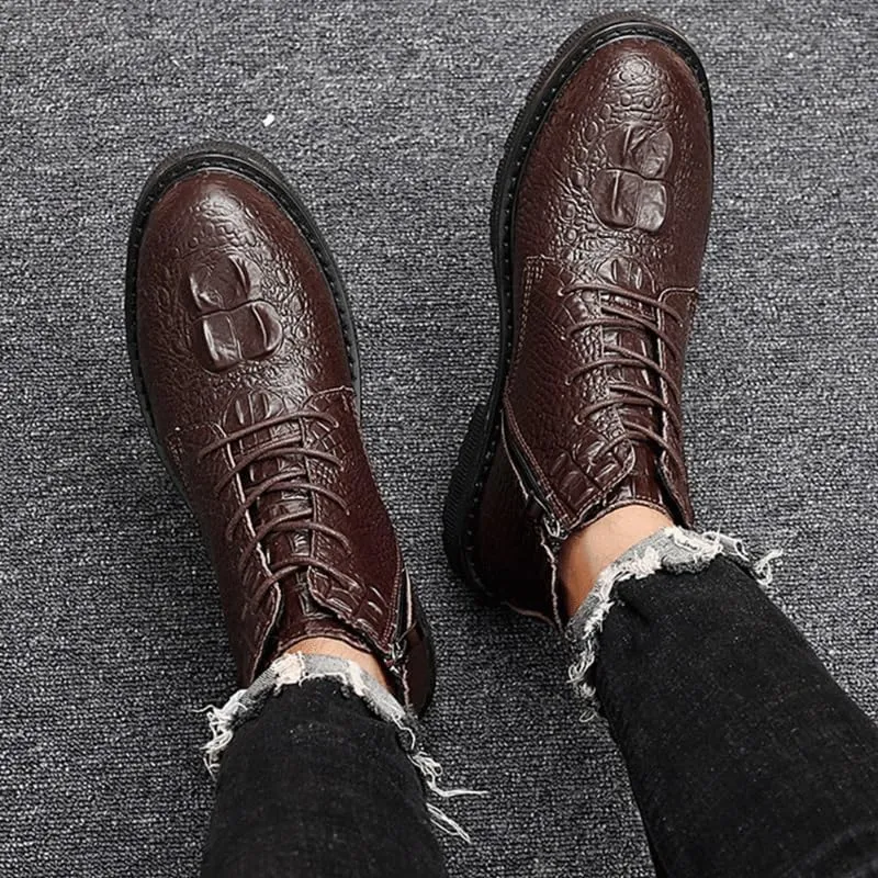 Shoes Men's Retro Side Zipper Lace-up Short Travel Shopping Driving Flat Heel Casual Shoes(White-Patch Five-Pointed star4,8.5)