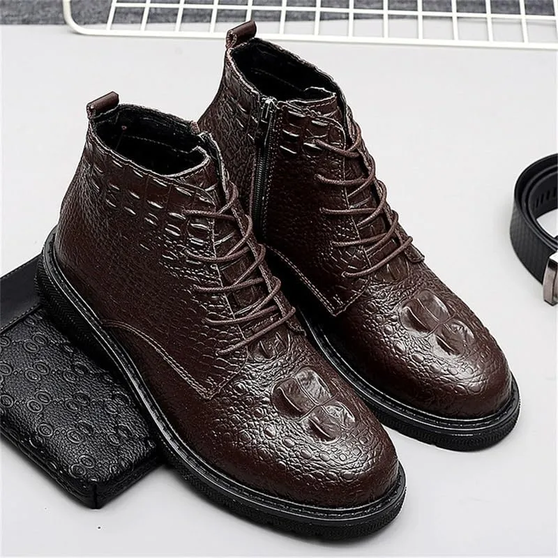 Shoes Men's Retro Side Zipper Lace-up Short Travel Shopping Driving Flat Heel Casual Shoes(White-Patch Five-Pointed star4,8.5)