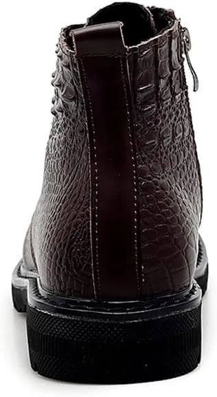 Shoes Men's Retro Side Zipper Lace-up Short Travel Shopping Driving Flat Heel Casual Shoes(White-Patch Five-Pointed star4,8.5)