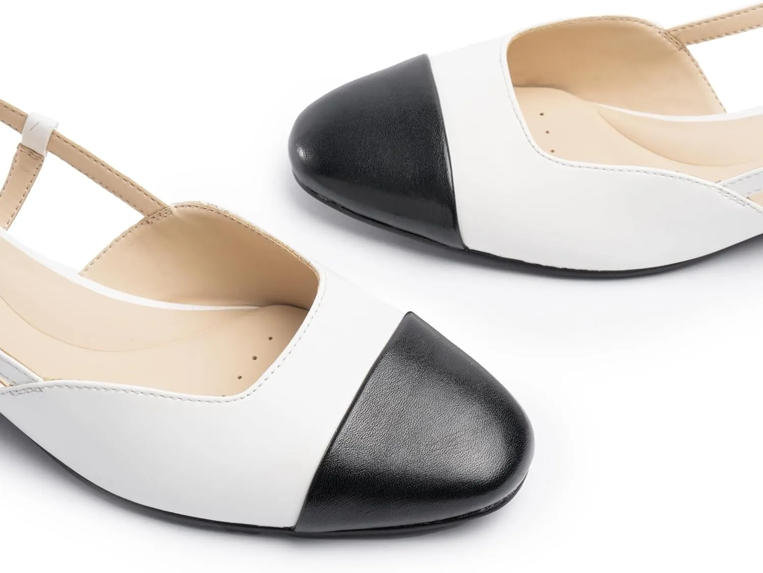Slingback Flat Heels for Women, Cape Toe Flat Shoes, Low Heel Dress Shoes, Slingback Pumps for Women, Mules with Strap